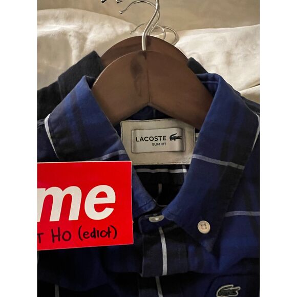 Lacoste Blue Check Dress Shirt - Picture 2 of 3